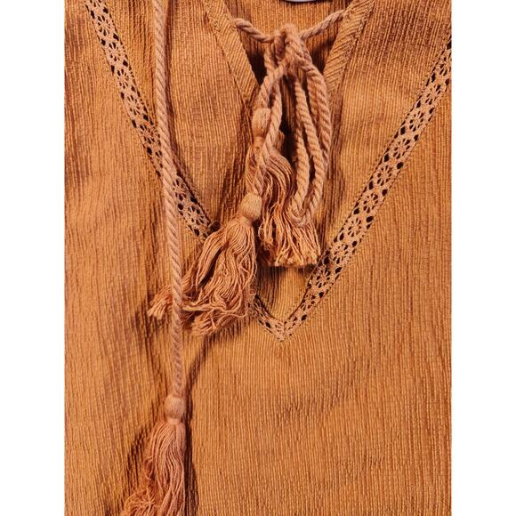 Storia Peasant Shift Dress Size Small Burnt Orange Tunic Shift Bell Sleeve New - Picture 4 of 12